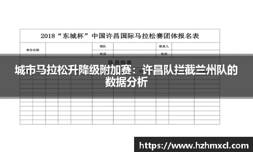 城市马拉松升降级附加赛：许昌队拦截兰州队的数据分析